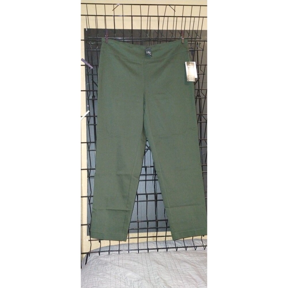Zac & Rachel Women’s Plus Dress Pants Slimming Flat Front Solid Rosin Olive 18W